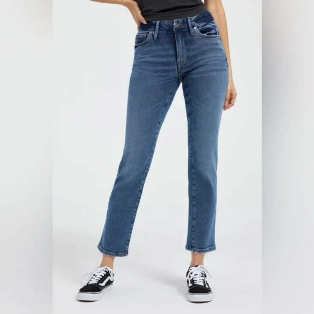 Good American Blue Good Legs Straight High Waisted Jeans